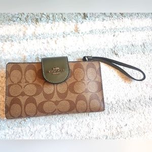 Coach wallet brown and green